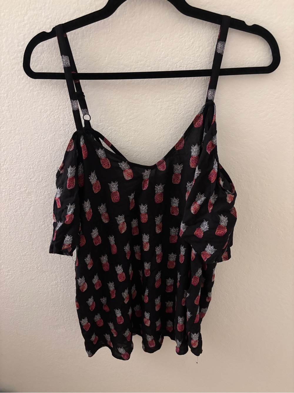 torrid Black Pineapple Print Cold-Shoulder Tank